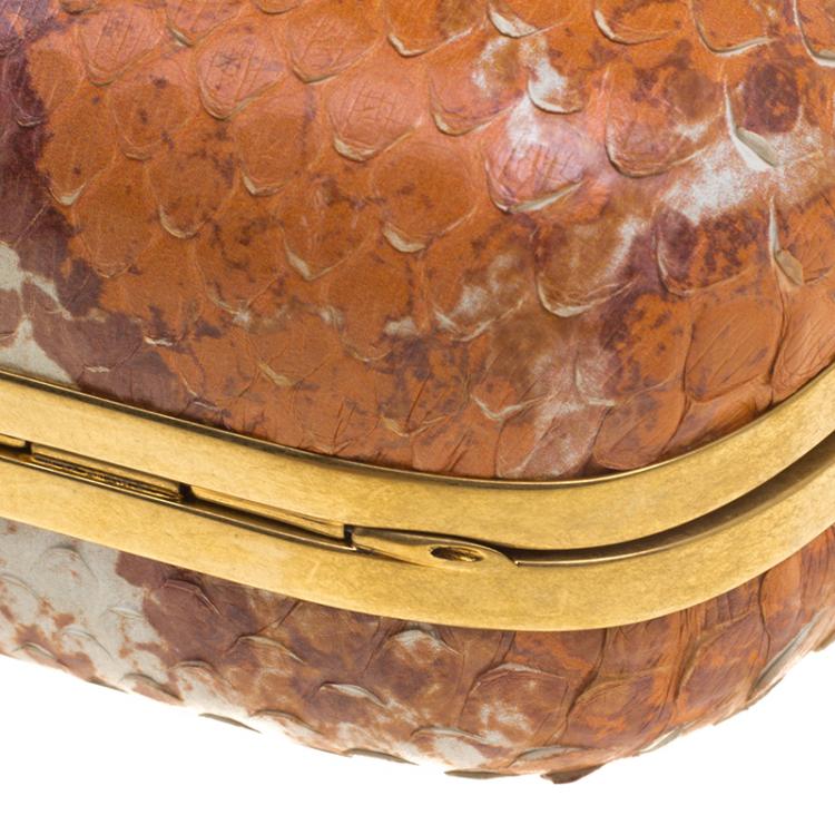 Pre Owned Alexander Mcqueen Multicolor Python Skull Box Clutch