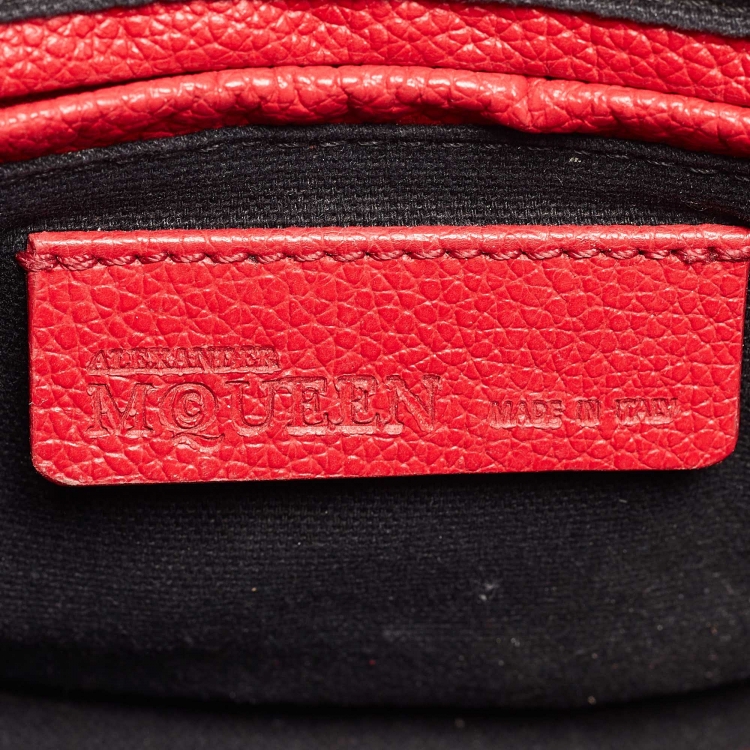 Pre Owned Alexander McQueen Red Leather Mini Padlock Bag