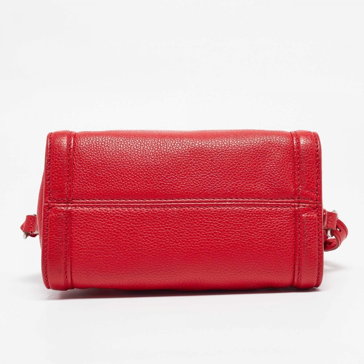 Pre Owned Alexander McQueen Red Leather Mini Padlock Bag