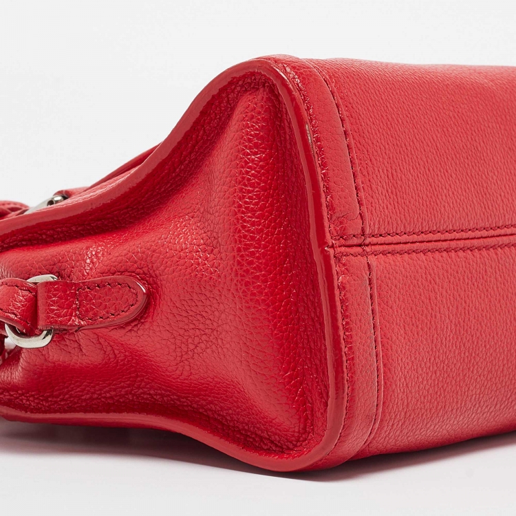 Pre Owned Alexander McQueen Red Leather Mini Padlock Bag