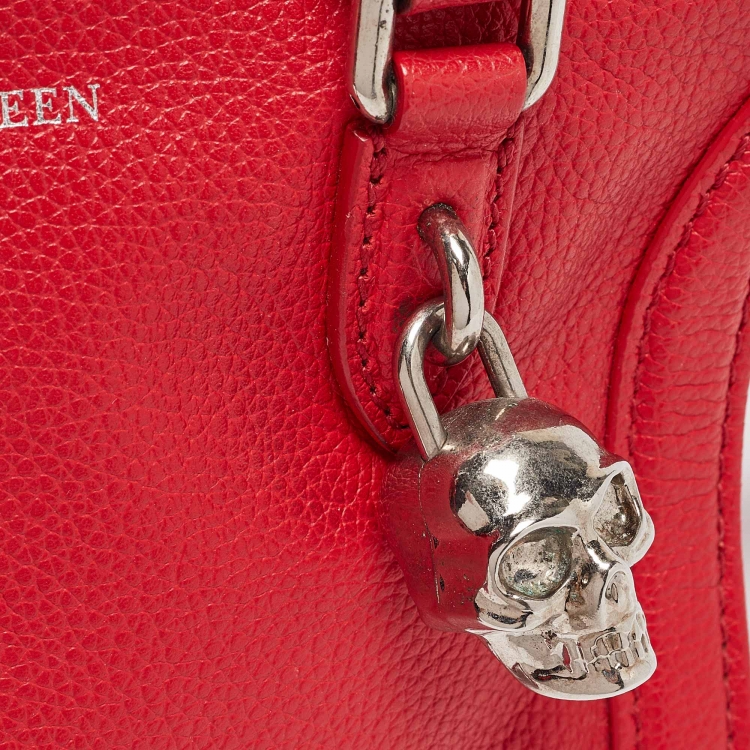 Pre Owned Alexander McQueen Red Leather Mini Padlock Bag