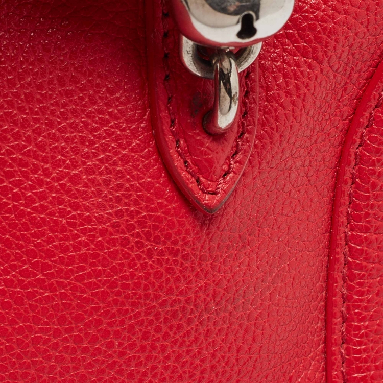 Pre Owned Alexander McQueen Red Leather Mini Padlock Bag