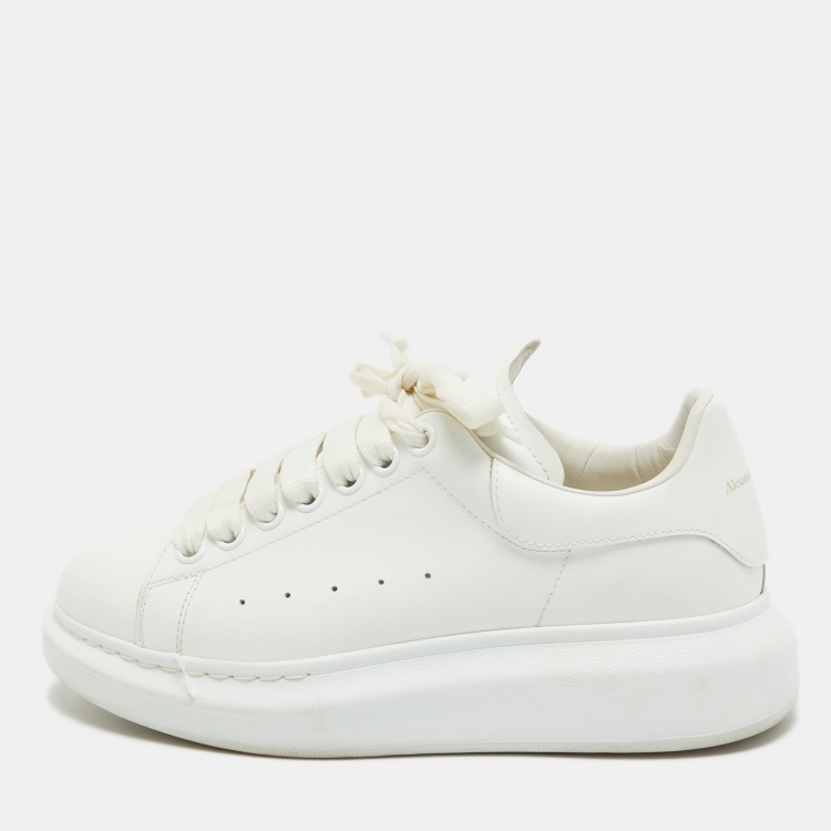 Pre Owned Alexander McQueen Off White Leather Larry Sneakers Size 37.5