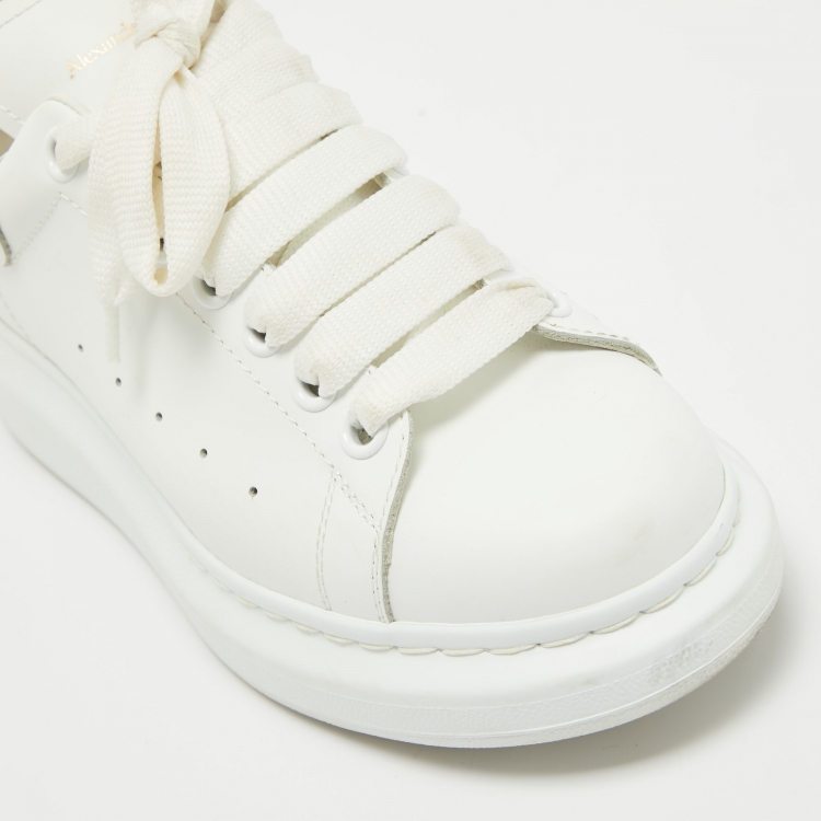 Pre Owned Alexander McQueen Off White Leather Larry Sneakers Size 37.5