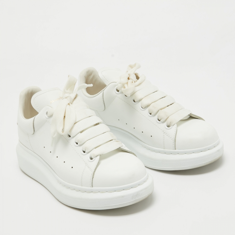 Pre Owned Alexander McQueen Off White Leather Larry Sneakers Size 37.5