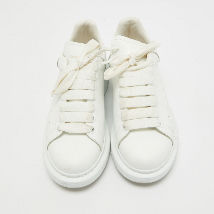 Pre Owned Alexander McQueen Off White Leather Larry Sneakers Size 37.5