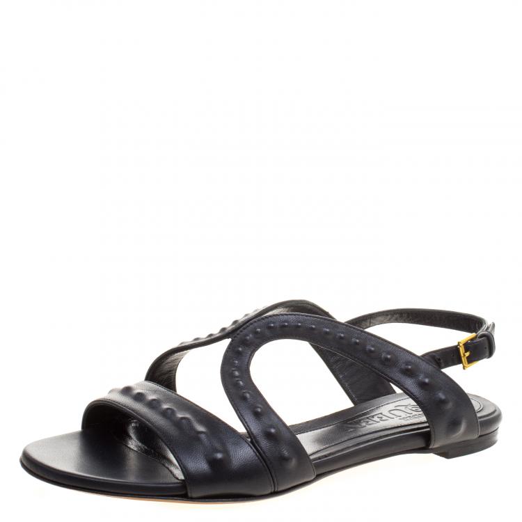 مملوكة مسبقًا Alexander McQueen Black Leather Sandals Size 37