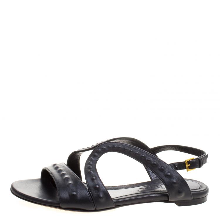 مملوكة مسبقًا Alexander McQueen Black Leather Sandals Size 37