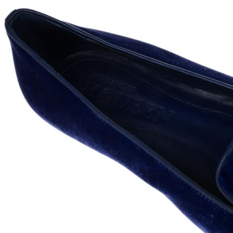 Pre Owned Alexander McQueen Purple Velvet Skull Smoking Slippers Size 41