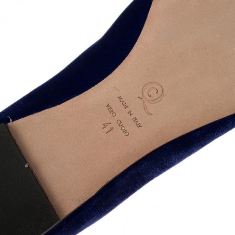 Pre Owned Alexander McQueen Purple Velvet Skull Smoking Slippers Size 41