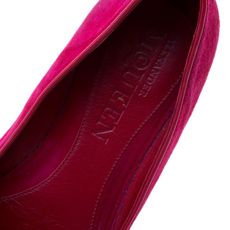Pre Owned Alexander McQueen Pink Suede Sequins Skull Smoking Slippers Size 39