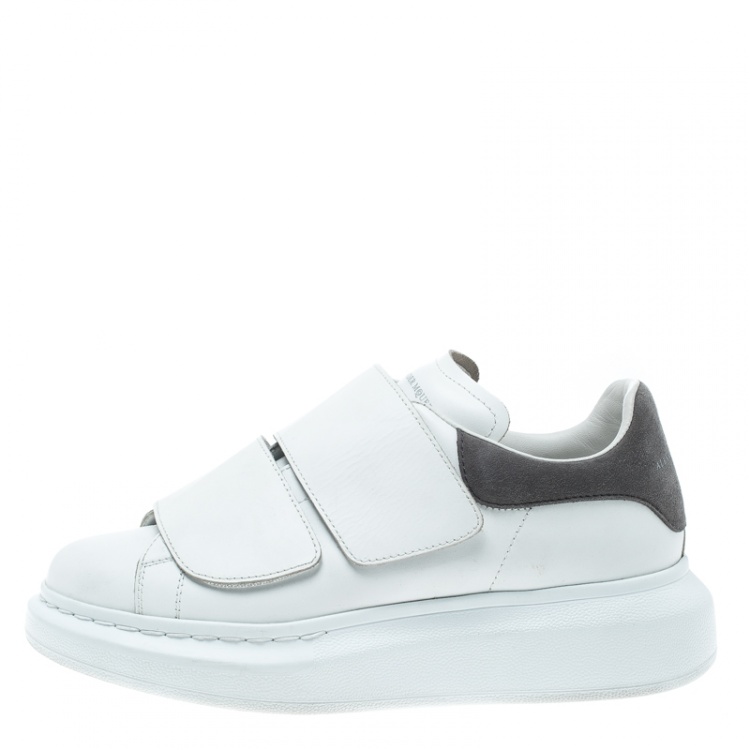 Alexander McQueen White Leather Oversized Velcro Strap Sneakers