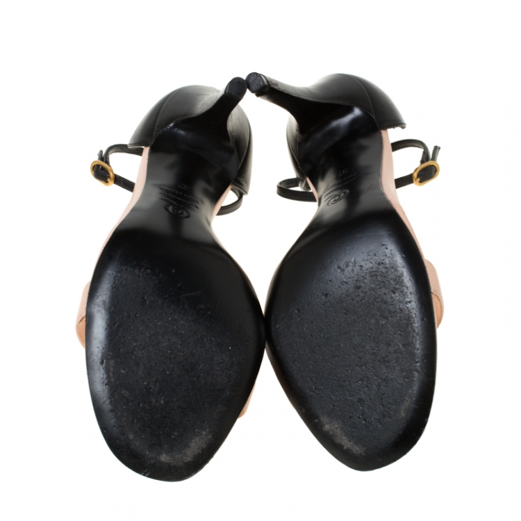 Pre Owned Alexander McQueen Two Tone Leather Open Toe Ankle Strap Sandals Size 37