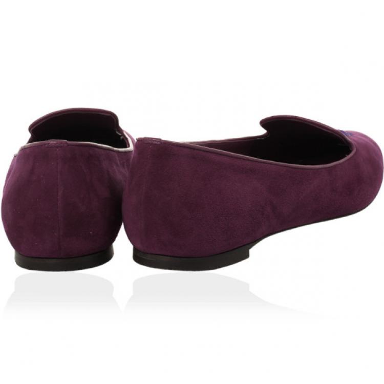 Pre Owned Alexander McQueen Suede Magenta Skull Smoking Slippers Size 40