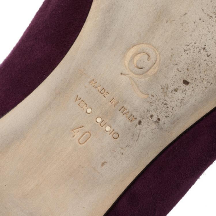 Pre Owned Alexander McQueen Suede Magenta Skull Smoking Slippers Size 40