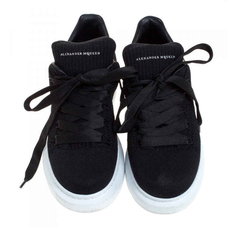 Pre Owned Alexander McQueen Black Knitted Oversize Sneakers Size 36.5