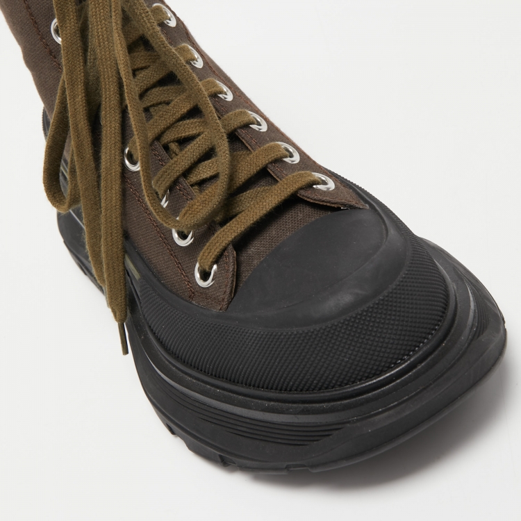 Pre Owned Alexander McQueen Brown Canvas Tread Slick Sneakers Size 36