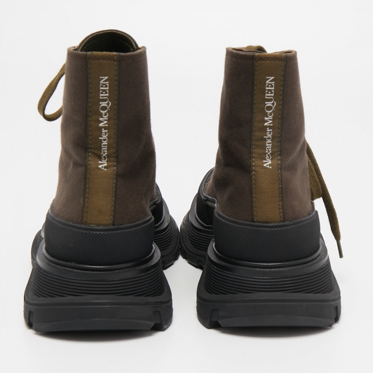 Pre Owned Alexander McQueen Brown Canvas Tread Slick Sneakers Size 36