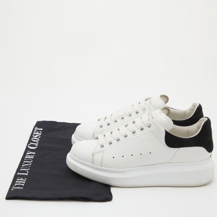 Pre Owned Alexander McQueen White Leather Oversized Low Top Sneakers Size 36.5