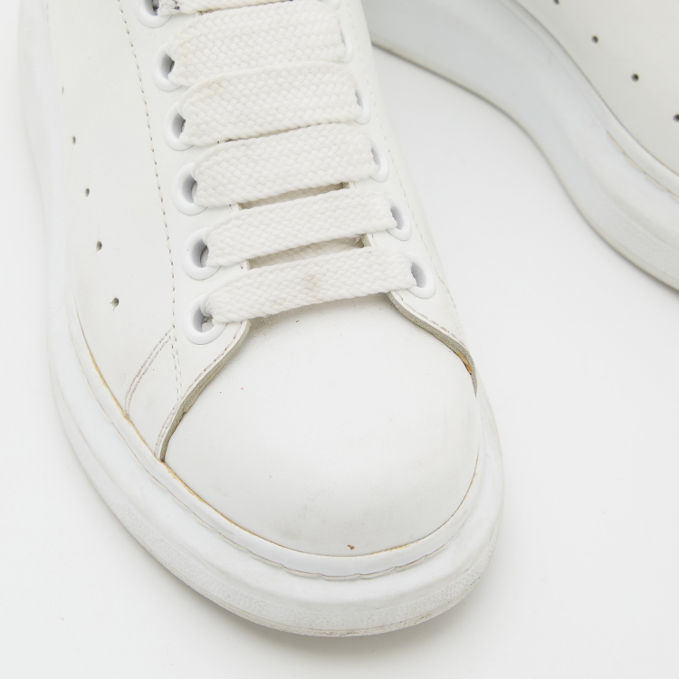 Pre Owned Alexander McQueen White Leather Oversized Low Top Sneakers Size 36.5