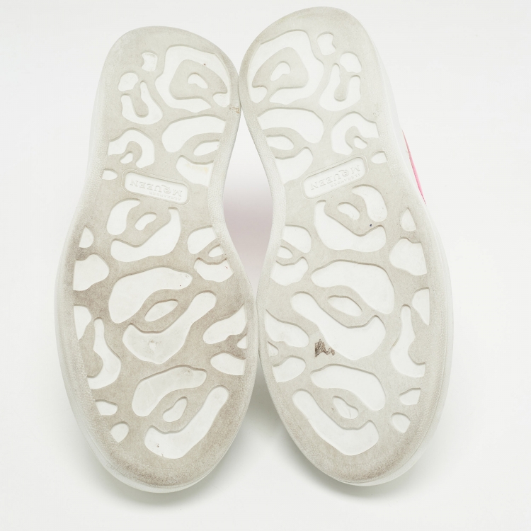 Pre Owned Alexander McQueen White/Pink Leather Oversized Sneakers Size 40