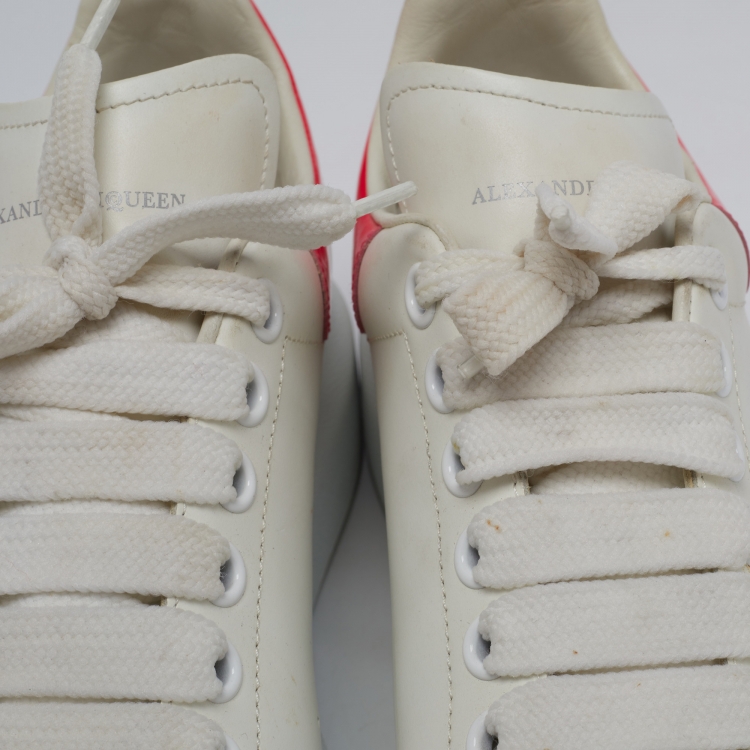 Pre Owned Alexander McQueen White/Pink Leather Oversized Sneakers Size 40