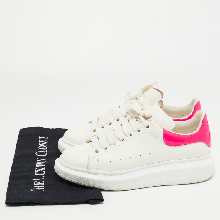 Pre Owned Alexander McQueen White/Pink Leather Oversized Sneakers Size 40