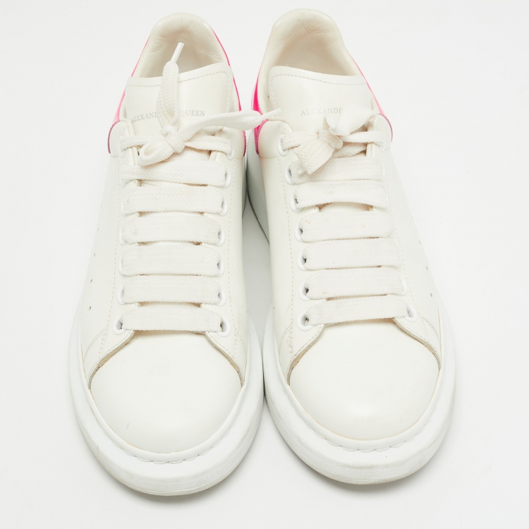 Pre Owned Alexander McQueen White/Pink Leather Oversized Sneakers Size 40