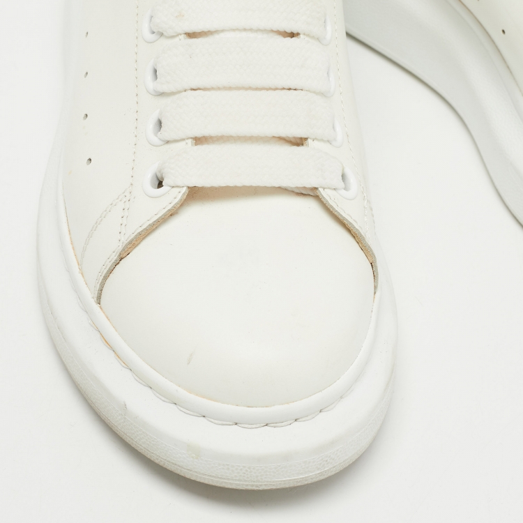 Pre Owned Alexander McQueen White/Pink Leather Oversized Sneakers Size 40