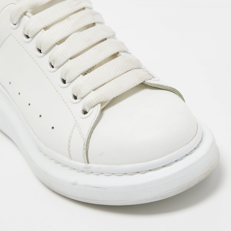 Pre Owned Alexander McQueen White/Grey Leather Oversized Sneakers Size 38.5