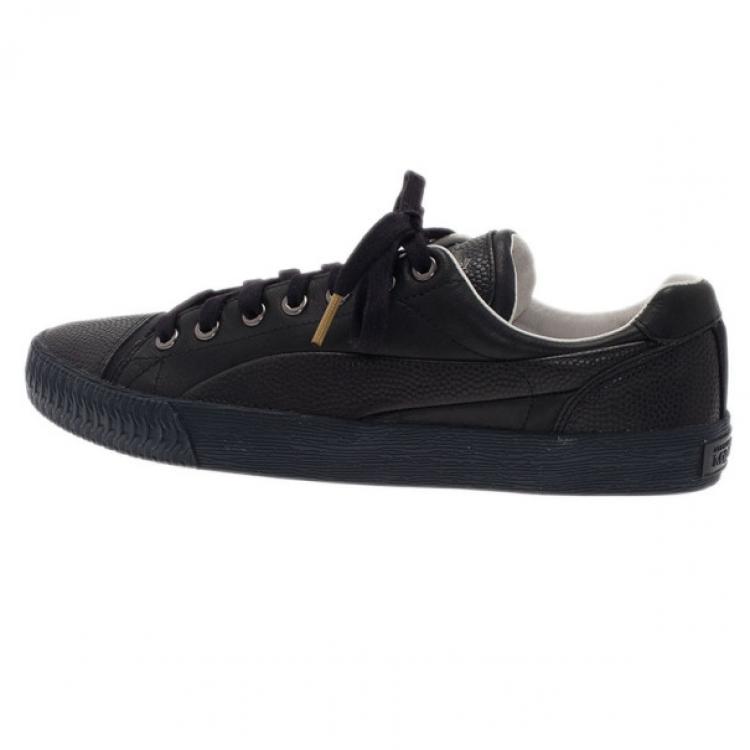 Pre Owned Alexander McQueen for Puma Black Leather Street Climb Low Top Sneakers Size 40.5