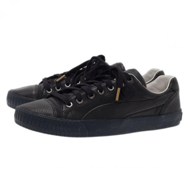 Pre Owned Alexander McQueen for Puma Black Leather Street Climb Low Top Sneakers Size 40.5