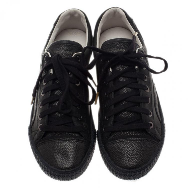 Pre Owned Alexander McQueen for Puma Black Leather Street Climb Low Top Sneakers Size 40.5