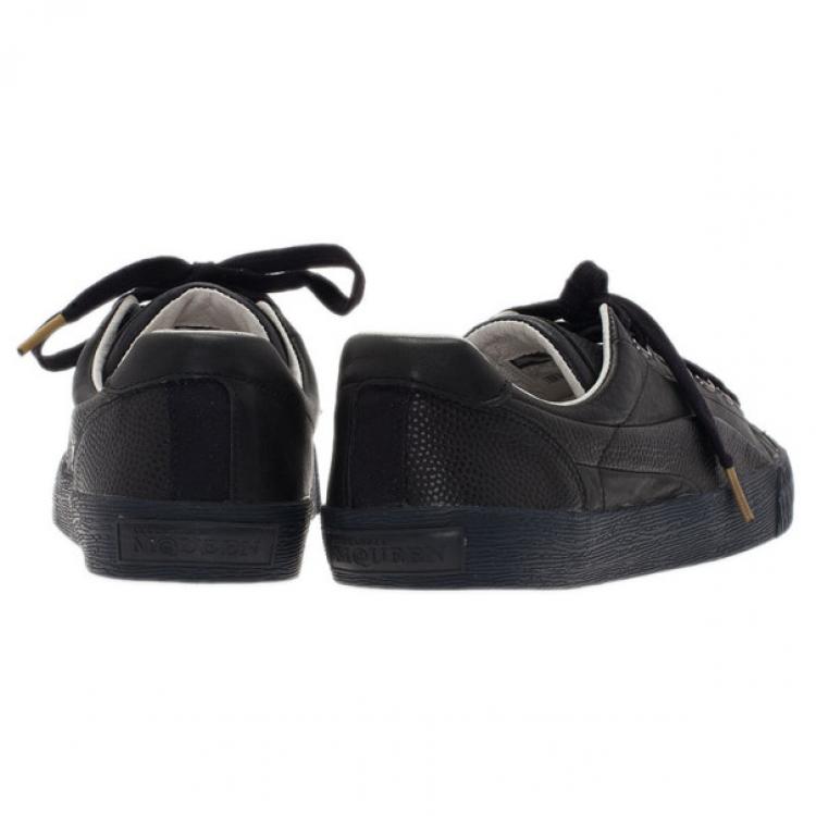 Pre Owned Alexander McQueen for Puma Black Leather Street Climb Low Top Sneakers Size 40.5