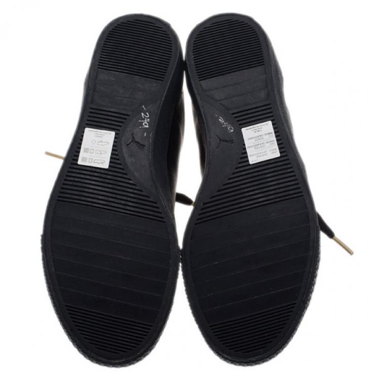 Pre Owned Alexander McQueen for Puma Black Leather Street Climb Low Top Sneakers Size 40.5