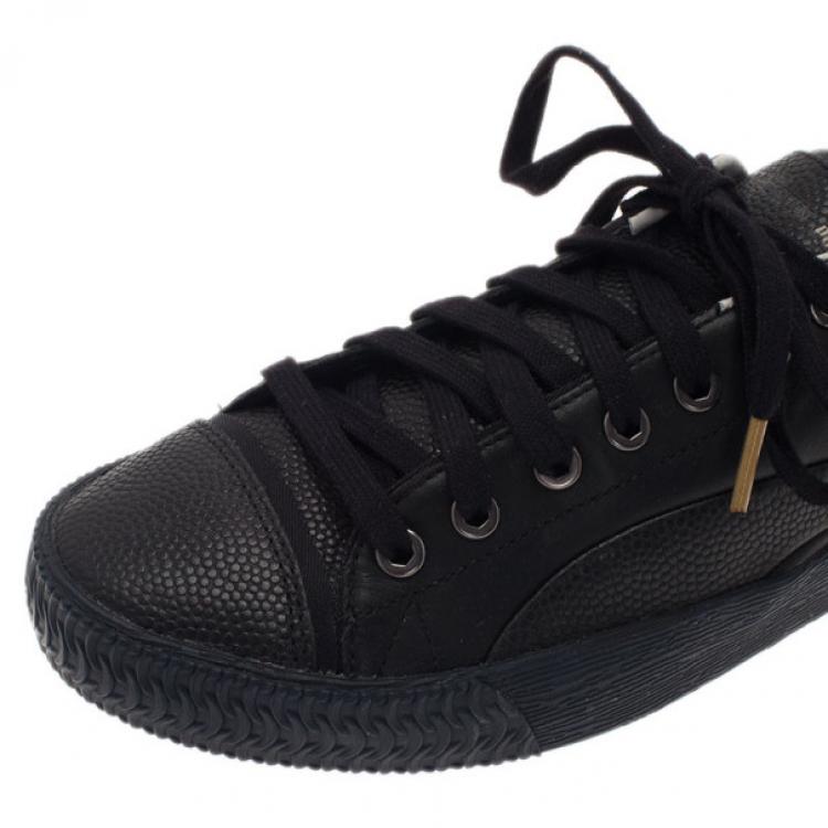 Pre Owned Alexander McQueen for Puma Black Leather Street Climb Low Top Sneakers Size 40.5
