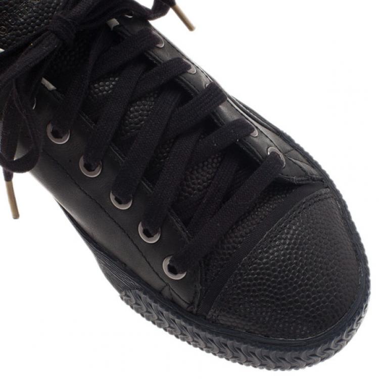 Pre Owned Alexander McQueen for Puma Black Leather Street Climb Low Top Sneakers Size 40.5