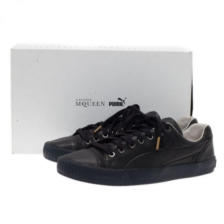 Pre Owned Alexander McQueen for Puma Black Leather Street Climb Low Top Sneakers Size 40.5
