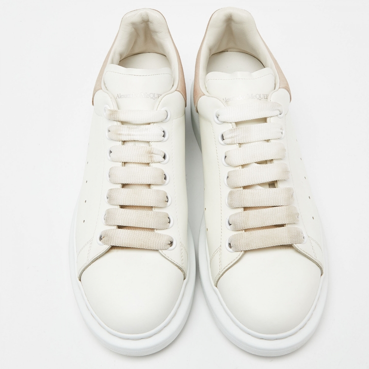 Pre Owned Alexander McQueen White/Pink Suede and  Leather Larry Sneakers Size 40