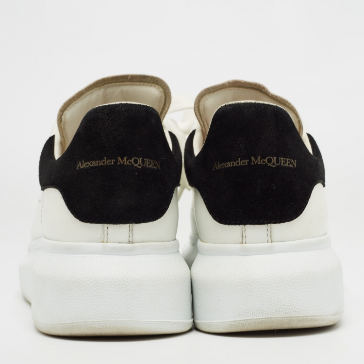 Pre Owned Alexander McQueen White/Black Leather Larry Sneakers Size 37