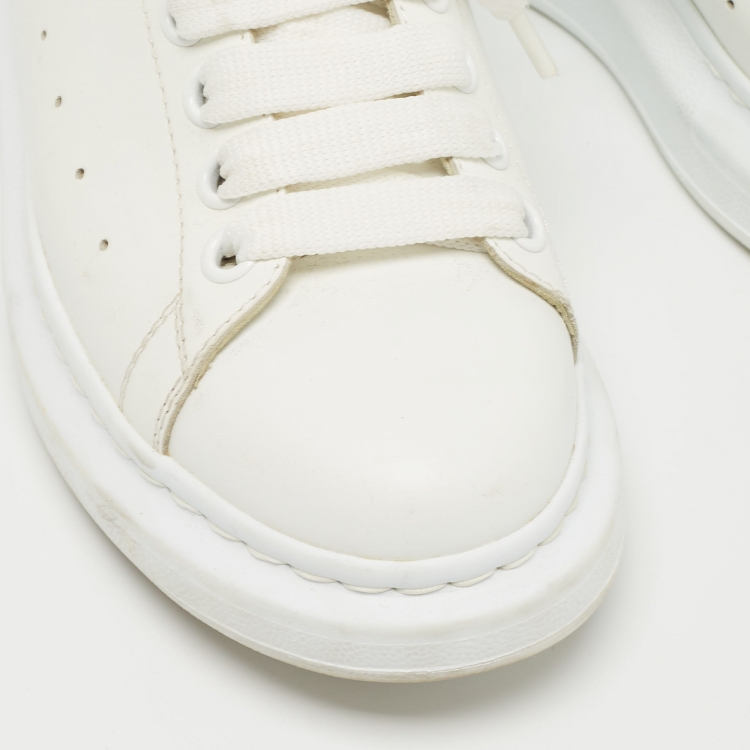 Pre Owned Alexander McQueen White/Black Leather Larry Sneakers Size 37
