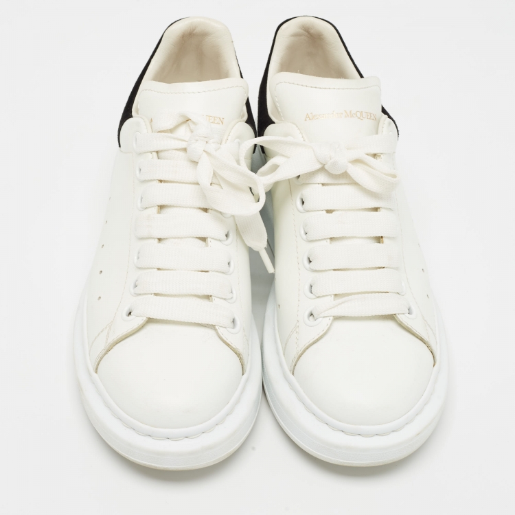 Pre Owned Alexander McQueen White/Black Leather Larry Sneakers Size 37