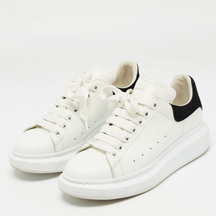 Pre Owned Alexander McQueen White/Black Leather Larry Sneakers Size 37