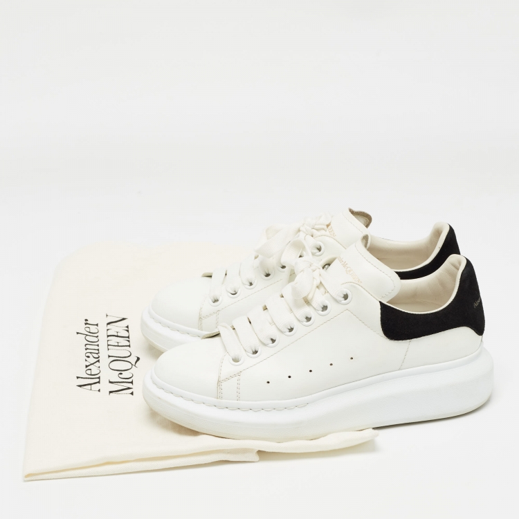 Pre Owned Alexander McQueen White/Black Leather Larry Sneakers Size 37