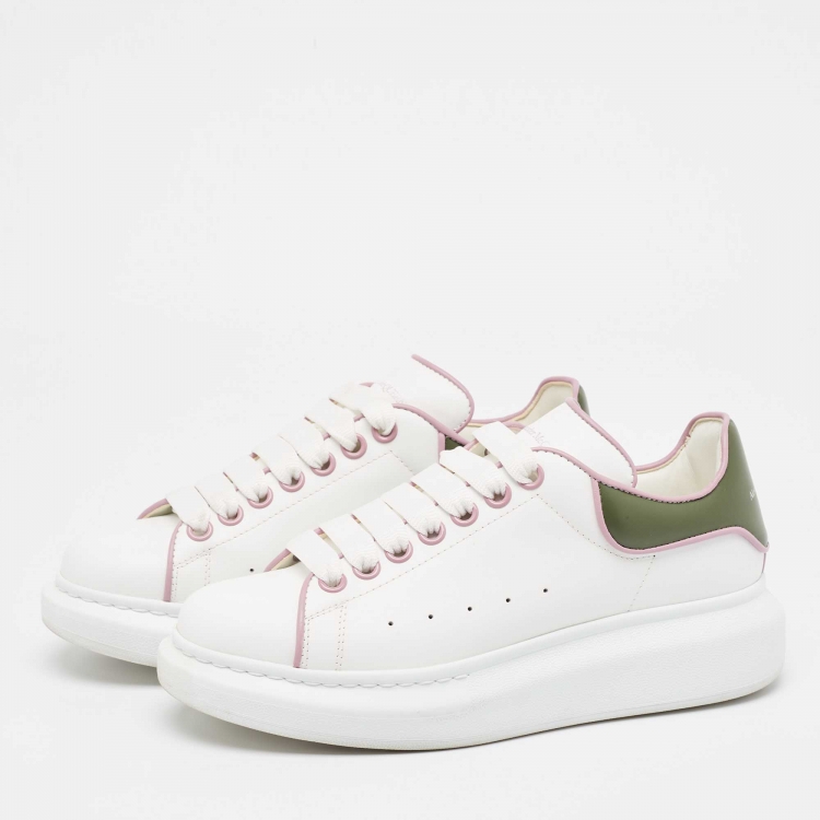 Pre Owned Alexander McQueen White Leather Oversized Sneakers Size 38