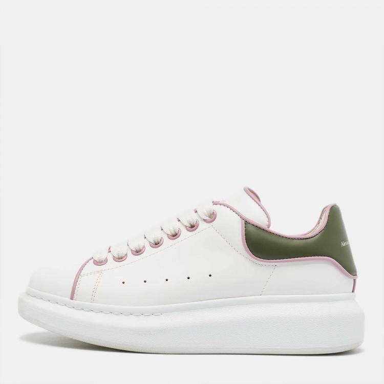Pre Owned Alexander McQueen White Leather Oversized Sneakers Size 38