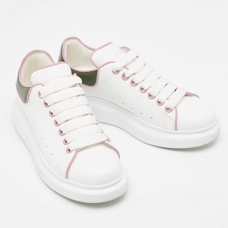Pre Owned Alexander McQueen White Leather Oversized Sneakers Size 38