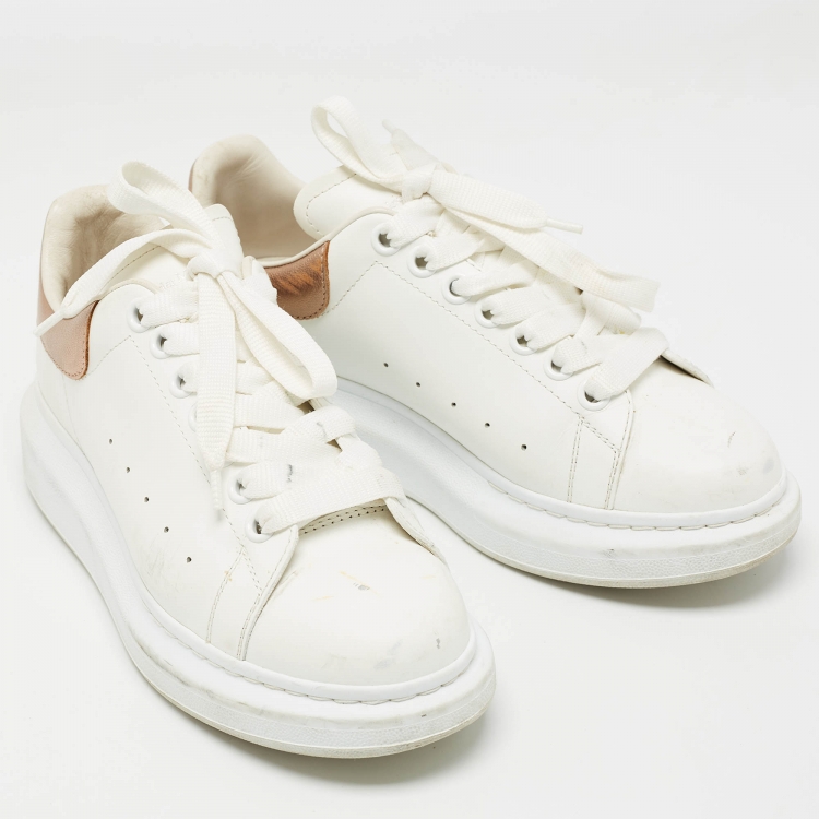 Pre Owned Alexander McQueen White Leather Oversized  Sneakers Size 38