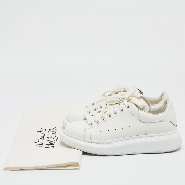 Pre Owned Alexander McQueen White Leather Oversized Sneakers Size 38.5