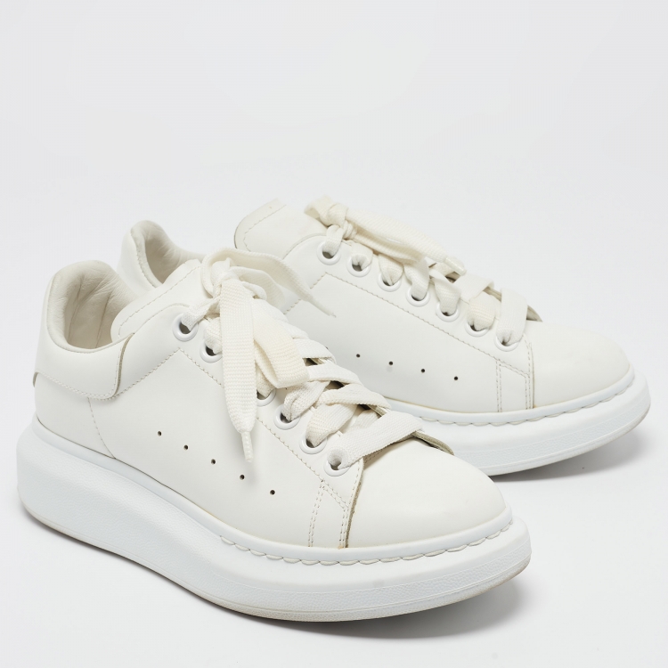 Pre Owned Alexander McQueen White Leather Oversized Sneakers Size 38.5